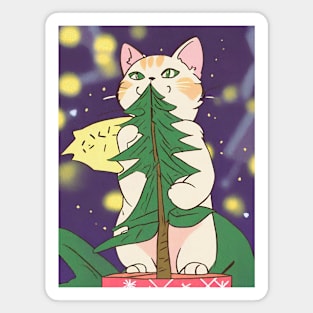 Meowy Christmas Happy Cat Year Funny Christmas Cat Lover Magnet